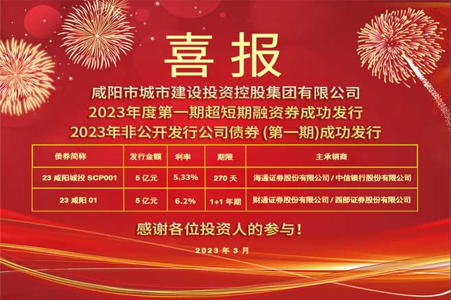 市城投集團2023年度第一期超短期融資券 、2023年非公開發(fā)行公司債券（第一期）成功發(fā)行